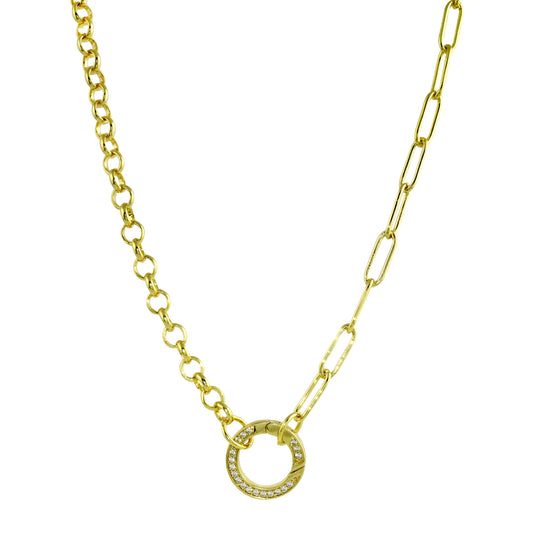 Pave Push Clasp Chain