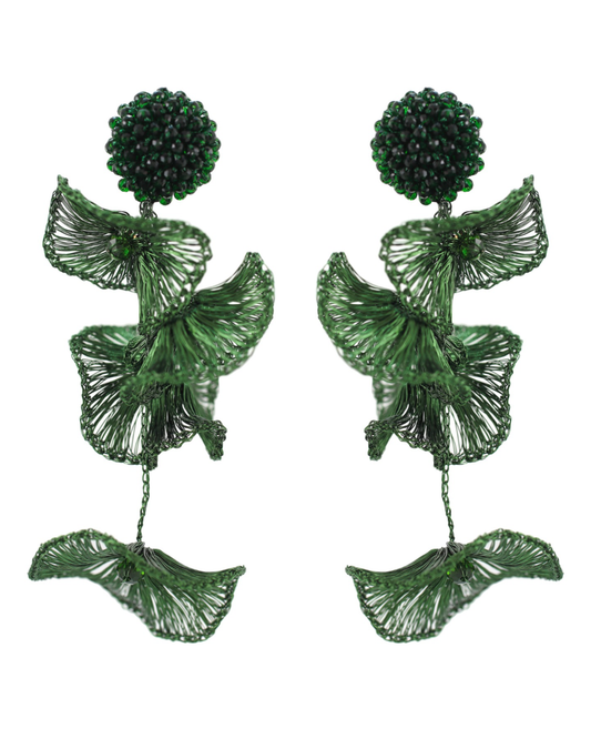Green Orchid Earrings