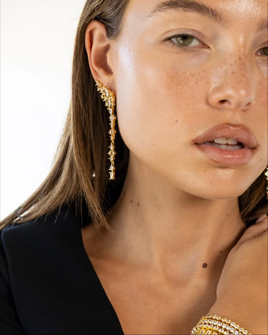 Scarlett Cz Drop Earring - Gold